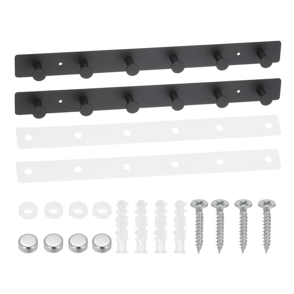 Uxcell Coat Rack Wall Mount, 2 Pcs 17" Metal Round Wall Hooks Rail with 6 Hooks, Black
