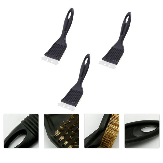 unbranded 3Ud Grill Brush with Scraper and Copper Wire for Bbq Cleaning Black with Hanging Hole