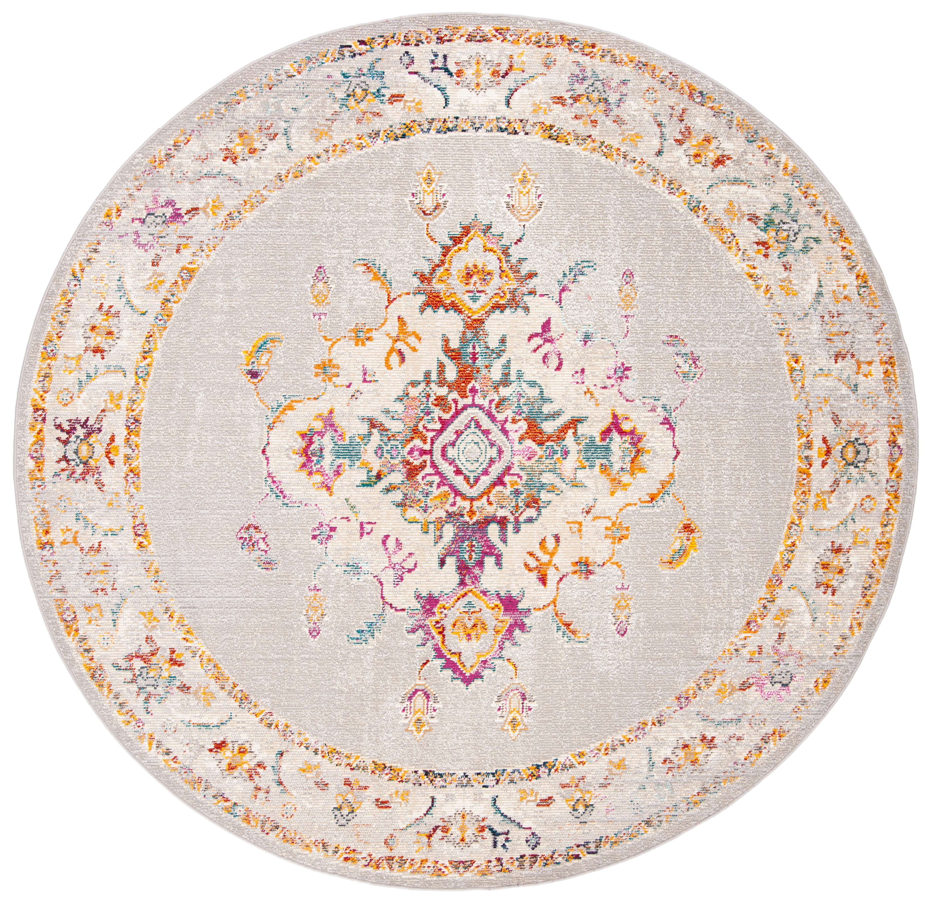 SAFAVIEH Crystal Rothesay Oriental Area Rug, Gray/Cream, 7' x 7' Round