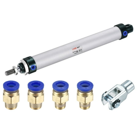 

Uxcell 25mm Bore 175mm Stroke Pneumatic Air Cylinder with Y Connector and 4Pcs Quick Fitting Set