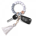 thumbnail image 4 of Key Ring Bracelet Wristlet Keychain: Silicone Beaded Bangle Chains--Jade Green, 4 of 4