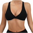 thumbnail image 2 of Women's Sports Bra Printing Gathered Together Large Size Daily Bra Underwear No Rims Wireless Bra Black L, 2 of 3
