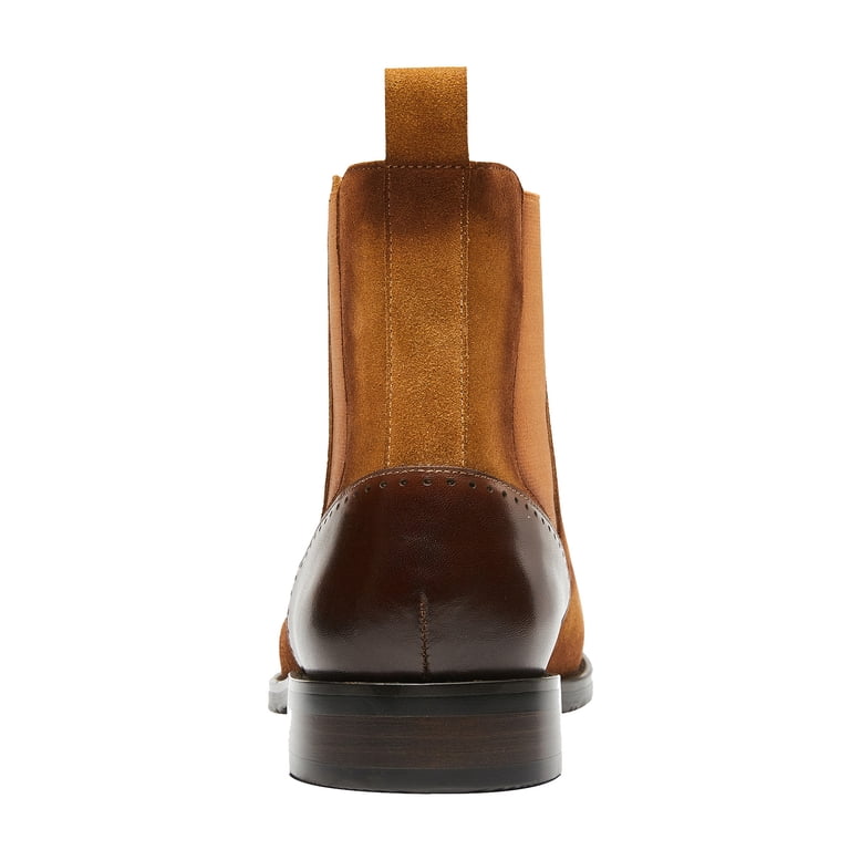 Santimon Men Classic Leather Chelsea Boots Brogue Dress  display picture 2
