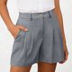 thumbnail image 4 of Pantalones Cortos de Ajuste Suelto para Mujeres Moda Casual Alta Cintura de Lino Mezcla Pantalones Cortos con Bolsillos, Poliéster Suave Recto Sólido Fondo de Verano para Diario, 4 of 6