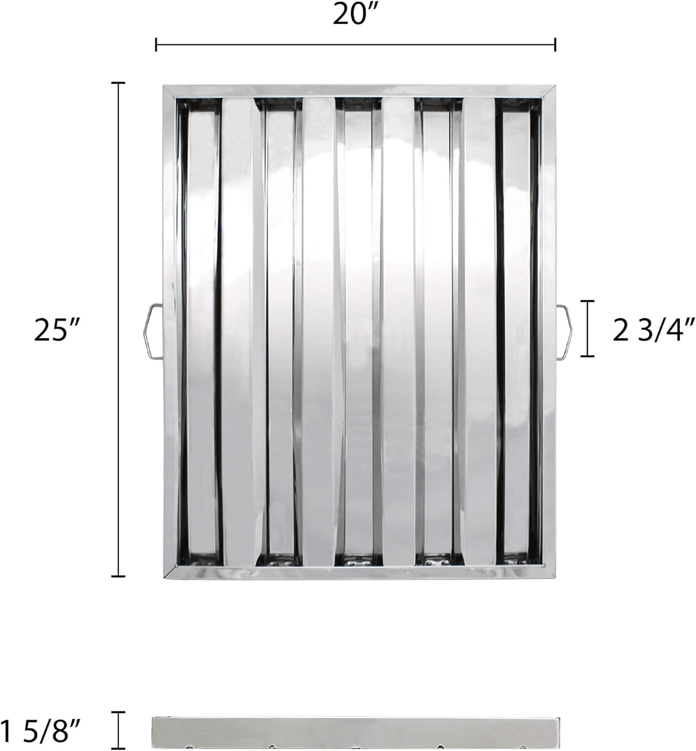 TrueCraftware- 20" W x 25" H Stainless Steel Commercial Kitchen Hood Filter- Restaurant Hood Filters Range Hood Filter Range Hood Baffle Grease Filter for Restaurant Kitchen Exhaust Hoods