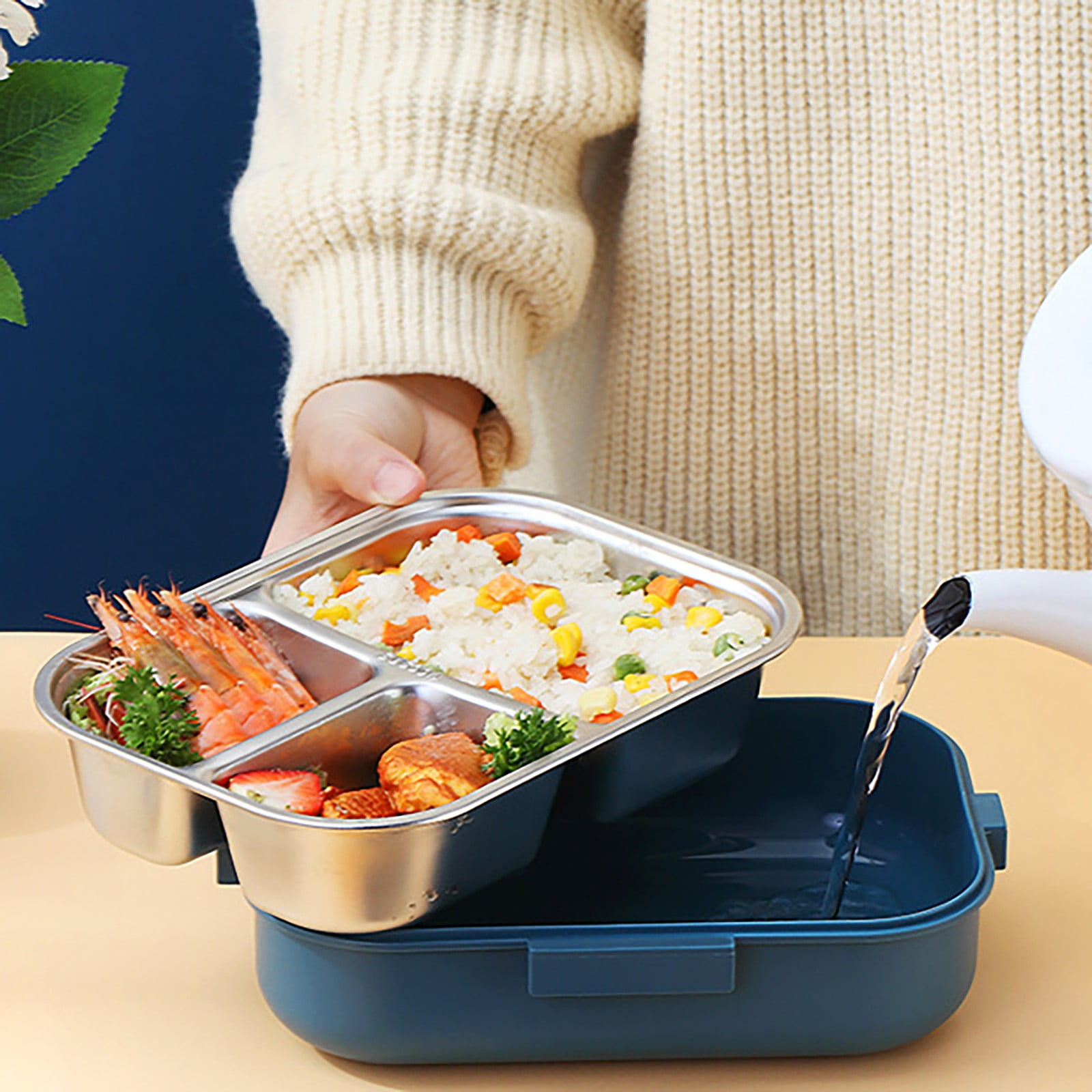 Lille Home Stainless Steel Leakproof 2-Compartment Bento Lunch Box/Portion Control Food Container with Lunch Bag and Cutlery Set, BPA Free (Pink)