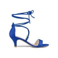 thumbnail image 3 of BLISSFUL STEP Women's Open Toe Kitten Heel Lace Up Sandals, 3 of 7
