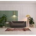 thumbnail image 2 of 8' Rust And Gray Damask Distressed Stain Resistant Runner Rug, 2 of 4