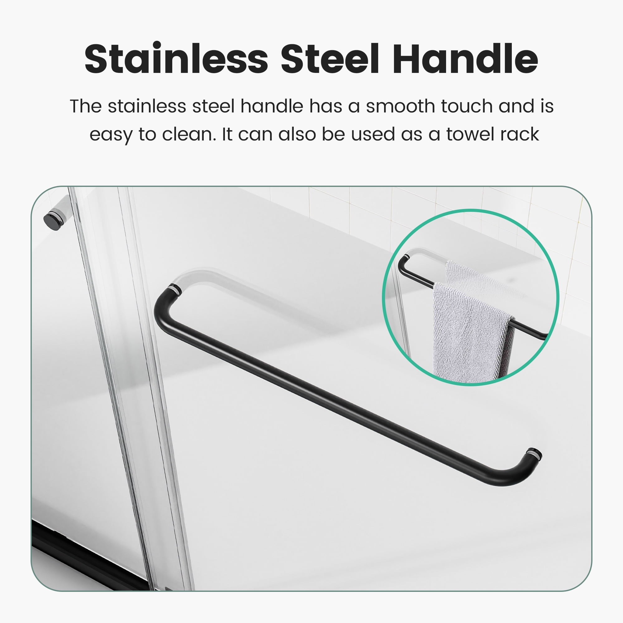 44"-48"W*72" H Semi-Frameless Double Sliding Shower Door, Bypass Shower Door, 1/4" (6mm) Thick SGCC Tempered Glass Door, Matte Black