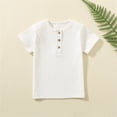 thumbnail image 2 of LIJCC Boys Short Sleeve Shirt with 3 Button, Henley Shirt for Boys & Girls Without Collar , Polo Shirt Without Collar(White,7-8 Years), 2 of 9