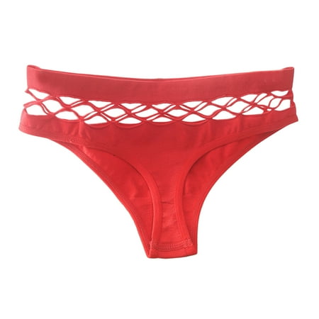 

nsendm Sexy Solid Panties Women Color Seamless Women s Hollow Underwear Out Lingerie Women s Panties Trading Underwear Women Underpants Red Medium
