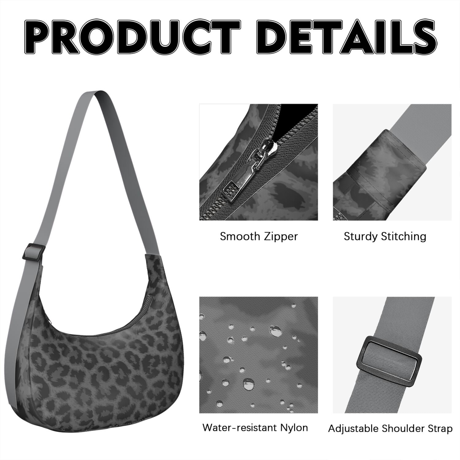 Classic Vintage Leopard Pattern Crossbody Tote for Women, Tropical Cheetah Print Shoulder Bag, Lightweight Water-Resistant Hobo Purse with Abstract Romantic Texture