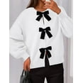 thumbnail image 3 of PRETTYGARDEN Cardigan Sweaters for Women Fall Bow Tie Front Long Sleeve Knit Sweater Tops Cute Going Out Outfits, 3 of 9