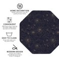 thumbnail image 3 of Honeii Copper-Gold Gloss Outline Chrysanthemum print Leather Coaster Set of 4, ideal for safeguarding your furniture from drinks spills and effortless cleanup-Octagon, 3 of 6