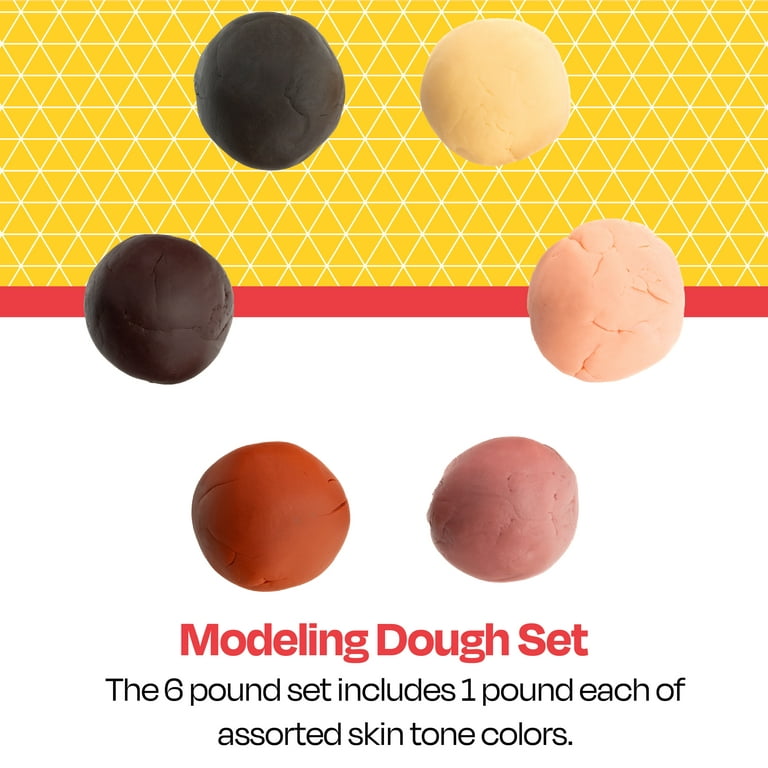 School Smart Multi-Ethnic Modeling Dough, 1 Pound Buckets, Set of