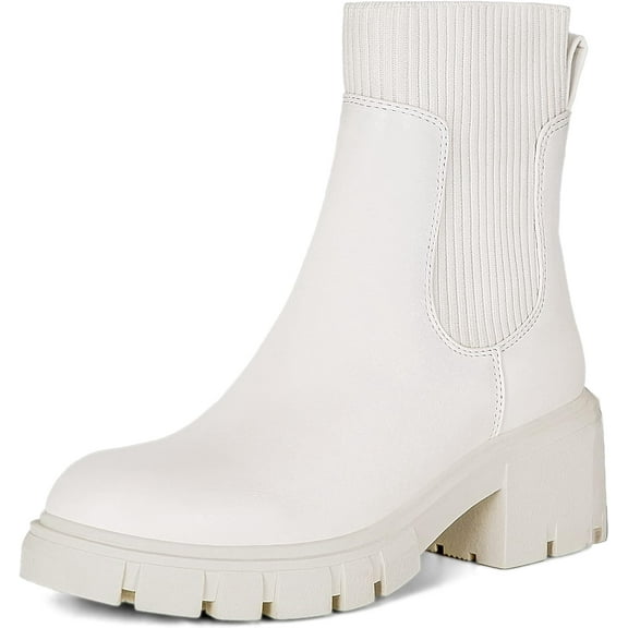 Women's Chelsea Boots: Fashionable Slip-On Platform Ankle Boots with Lug Sole and Chunky Design