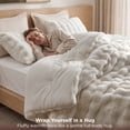 thumbnail image 6 of U by Bedsure Fluffy Comforter Set Queen, White Faux Fur Comforter Set, Soft Shaggy Plush Bubble Queen Size Bedding Comforter Sets, 3 Pieces Luxury Fuzzy Bed Set, 6 of 10