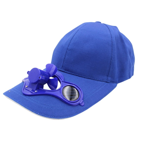 Gsakboxl Sun Hat Unisex Summer Cotton Solar Powered Fan Baseball Cap Battery-Free UV Protection Cooling Sun Hat For Fishing Cycling Outdoor Sports Blue