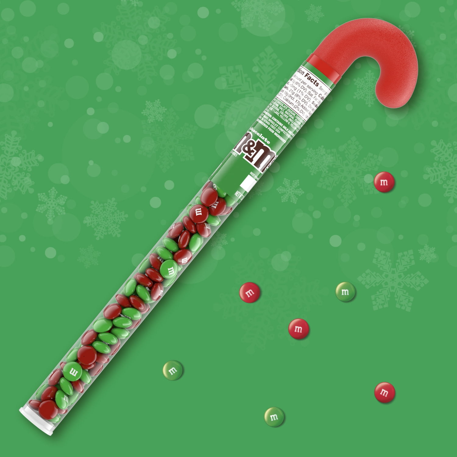 (2 pack) M&M's Milk Chocolate Christmas Candy Cane - 3 oz Tube