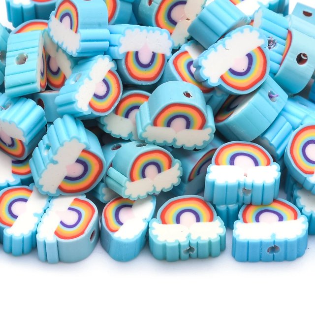 30pcs 10mm Heart Shape Beads Fruit Polymer Clay Beads Spacer Loose Beads for Jewelry Making DIY Handmade Bracelet