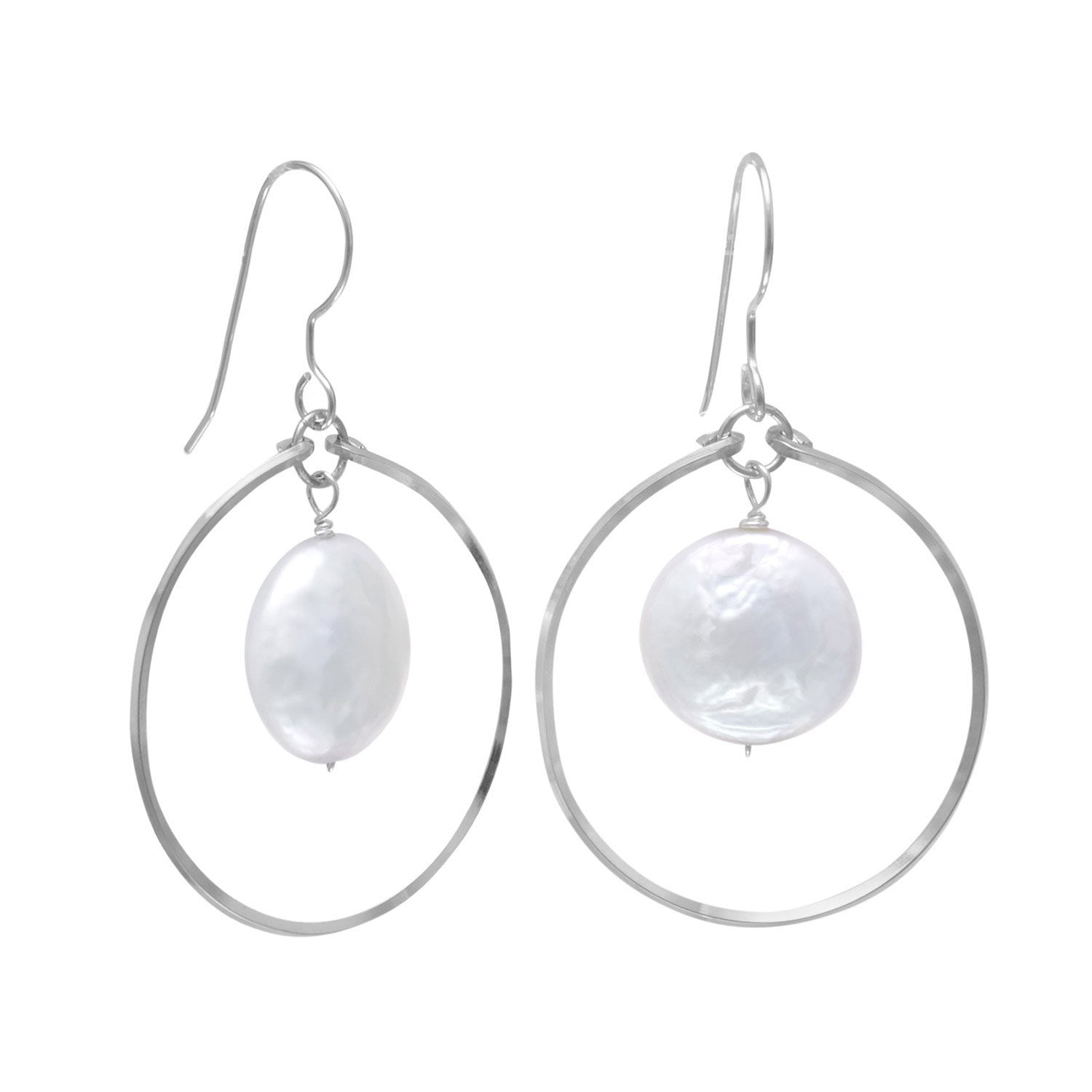 Minimalist 925 Sterling Silver Double Oval and Circle Long Drop Hookwire Drop Earrings Geometric Jewellery