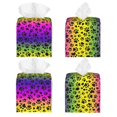 thumbnail image 2 of Uemuo Animal Paw Rainbow Tissue Box Cover Holder, Square with Bottom Belt - PVC Leather Decorative Organizer for Tabletop, Bathroom, Car, Office, 2 of 8