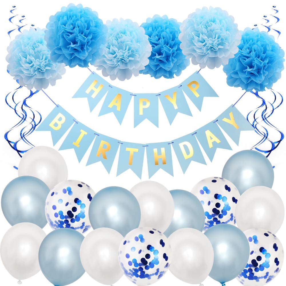 9FT HAPPY BIRTHDAY PARTY BANNER HOLOGRAPHIC BANNERS BOY GIRL PINK BLUE 