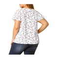 thumbnail image 4 of GRACE & GRANDEUR Women's Plus Size Keyhole Neck Short Sleeves Floral Chiffon Shirt Blouses 4X White, 4 of 8