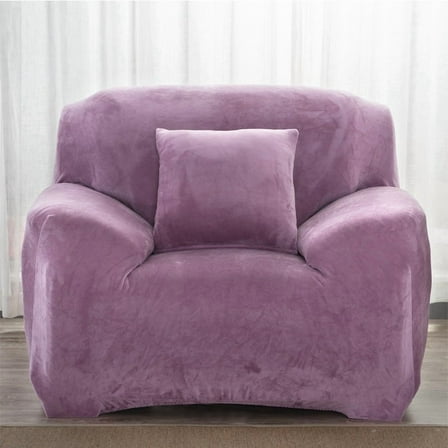 XmhyTop-A Light Purple Stretch Couch Cover, 1-Seater Plush Sofa Cover, Furniture Protector, Fitted Couch Slipcover, 1 Piece