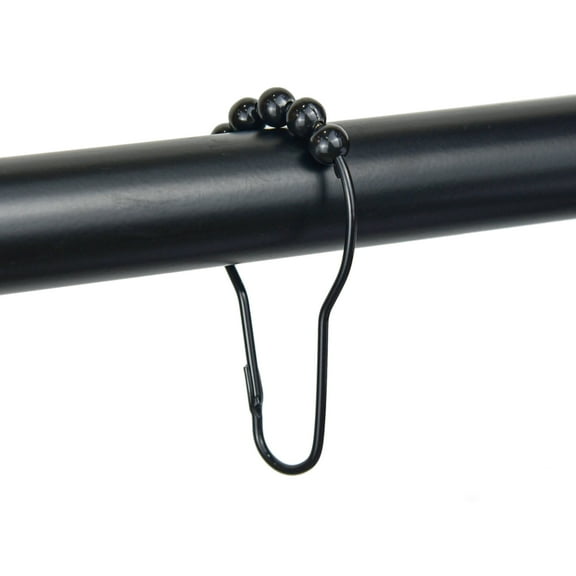Mainstays, Shower Curtain Rollerball Hooks, Black, 12Piece/Set, 100% Iron
