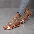 thumbnail image 5 of Women’s Rhinestone Butterfly Cutout Flat Gladiator Sandals, Elastic Ankle Strap Open Toe Daily Dress Shoes, 5 of 6