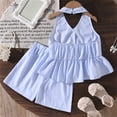 thumbnail image 3 of Tiijoy Summer Girls Fashion Outfits Striped Ruffle Halter Tank Top Shorts Set, Sizes 7-8, 3 of 8