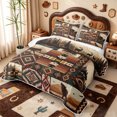 thumbnail image 3 of meiyoeat Howling Wolf Bed Spread Queen,Vintage Aztec Geometric Pattern Queen Coverlet Set For Boys,3pcs,1 Quilt and 2 Pillowcases, 3 of 7