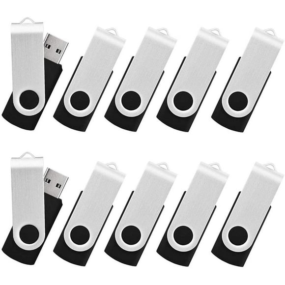 10 Pack USB Flash Drive, 8GB Flash Drive, USB2.0 Flash Drive, Swivel Flash Drive, Thumb Drives, Memory Stick, Black