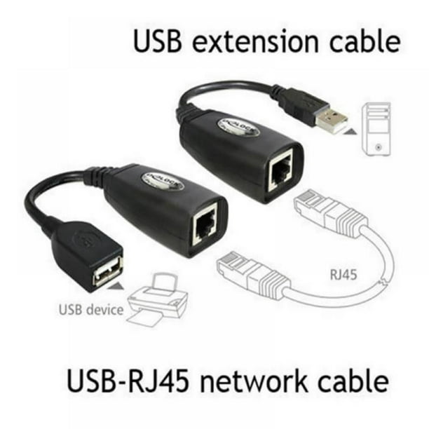 2Pack USB Over Ethernet for Cat6/5/5e Extension Cable Adapter, USB 2.0 Extender Over Cat Extender Cable Adapter-Up 100ft Length