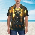 thumbnail image 2 of Balery Tree Meditating Raccoon Camisas hawaianas de manga corta para hombre, camisas playeras de corte holgado, camisas de vacaciones con botones,Small, 2 of 7