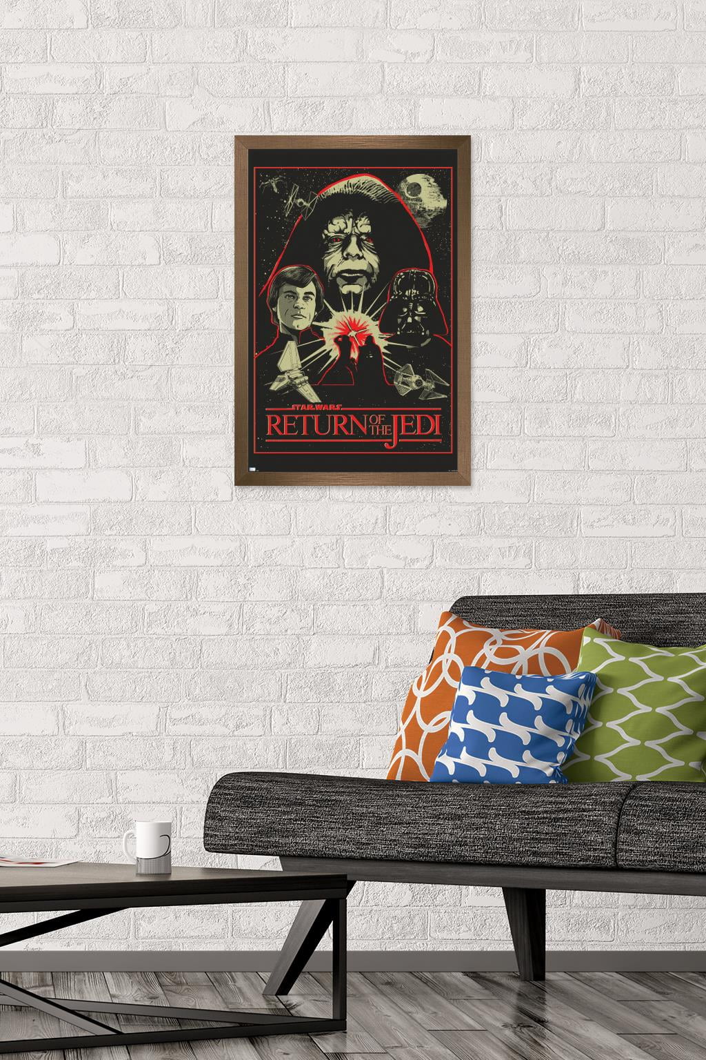 Star Wars: Return of the Jedi - Red Outline Illustration Wall Poster, 14.725" x 22.375" Framed