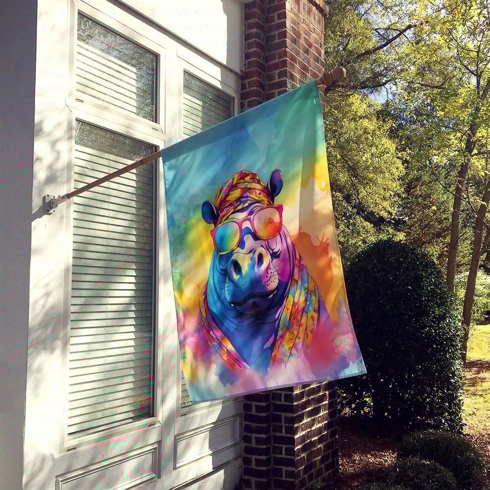thumbnail image 2 of Hippie Animal Hippopotamus House Flag, 2 of 5