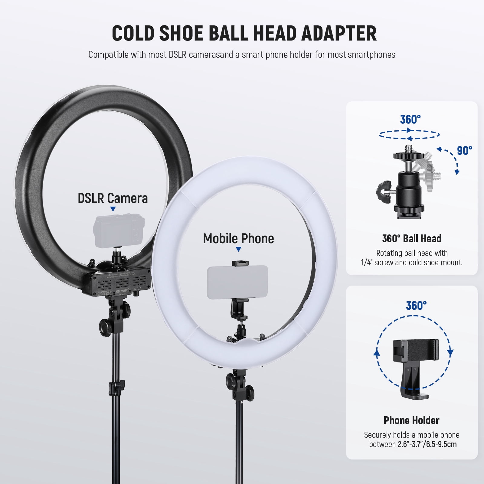 Neewer 55W 18" Ring Light Kit, 5600K Dimmable LED Ringlight Tripod Stand Phone Holder for iPhone Selfie Makeup Tattoo Studio Photo Video Recording