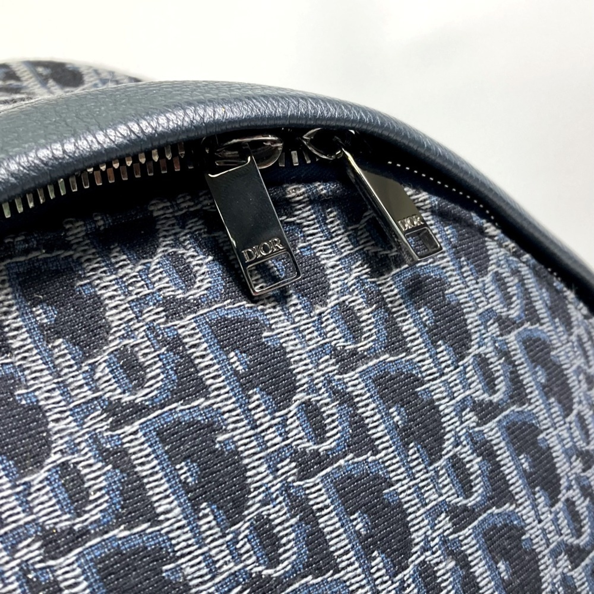 Dior Trotter Oblique Backpack Canvas/Leather Navy Pre-Owned Christian Dior Dior Trotter Oblique Backpack  main image 4