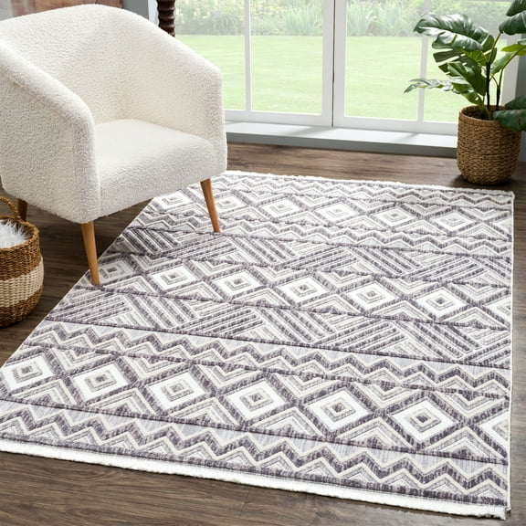 United Weavers Keya Sahara Modern Geometric Accent Rug, Grey, 1'10" x 3'