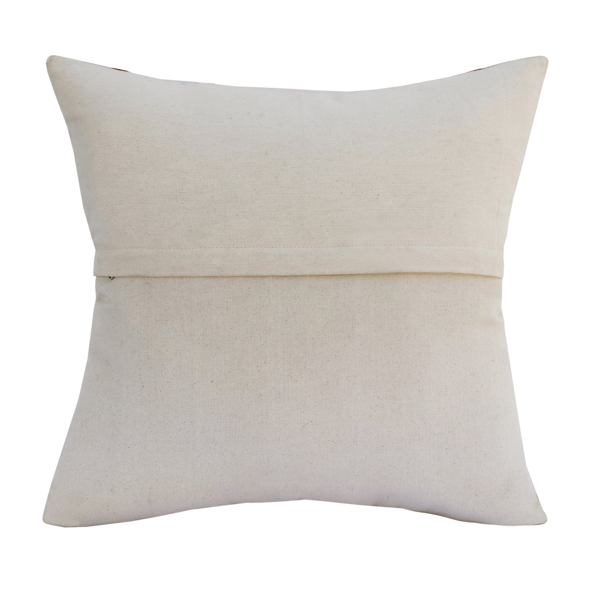 Harlow Hill Brody 20" x 20" Ivory/Brown Striped Wool and Faux Leather Adult Decorative Throw Pillow Cover