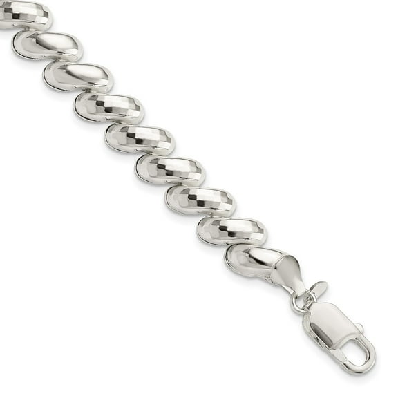 925 Sterling Silver Diamond Cut Fancy Link Bracelet Fine Jewelry For Women Gifts For Her, 7.5"