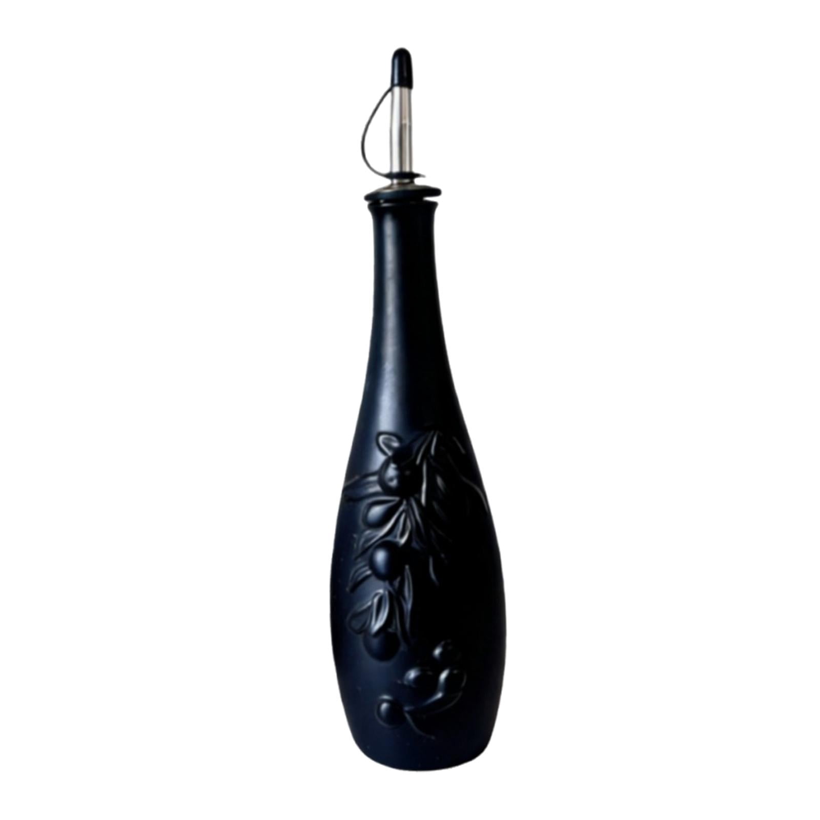 kowaku Ceramic Oil Bottle 350ml for Shoyu Syrup Nordic Pourer for Cooking Barbecue Heat Resistant with Lid Olive Oil Dispenser Black