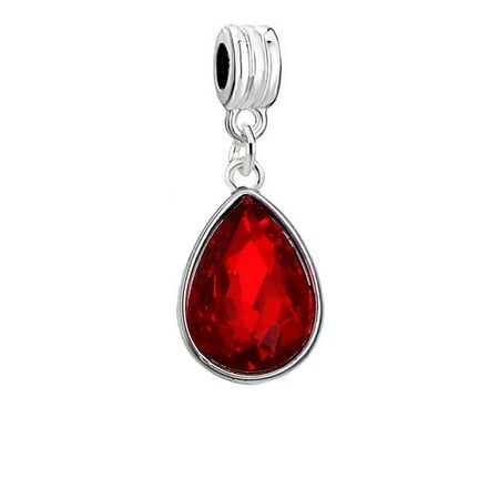Garnet Genuine Charm Sexy Sparkles January Birthstone European Dangling Spacer Charm Beads for Bracelets ()