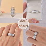 Newshe Mens wedding Bands 925 Sterling Silver Men Rings Wedding Band for Him 1ct Round Cubic Zirconia Promise Rings For Him Size 9