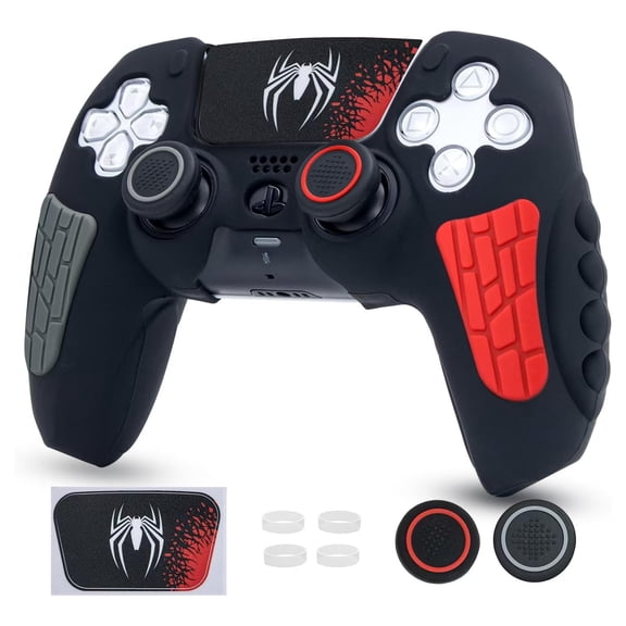 Funda protectora para mando PlayStation 5, funda antideslizante de silicona compatible con el mando PS5 Dual Sense con tapas para los pulgares, protectores para los joysticks y pegatina protectora