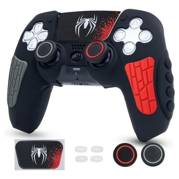 Funda protectora para mando PlayStation 5, funda antideslizante de silicona compatible con el mando PS5 Dual Sense con tapas para los pulgares, protectores para los joysticks y pegatina protectora