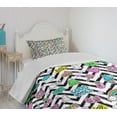 thumbnail image 4 of Ambesonne Chill Quilted Bedspread Set 2 Pcs, Zigzag Colorful, Twin Size, Multicolor, 4 of 6