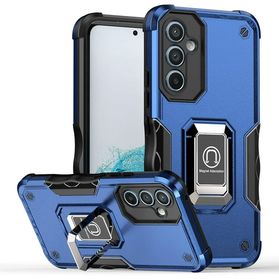 Case for Galaxy A16 5G,Military Grade TPU PC [Built-in Kickstand] Dual-Layer Flag Design Heavy Duty Drop Protection Magnetic Stand Phone Case for Samsung Galaxy A16 5G (Blue)
